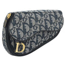 Christian Dior Trotter Canvas Accessory Pouch Navy Gold Auth 186653A-1