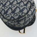 Christian Dior Trotter Canvas Accessory Pouch Navy Gold Auth 186653A-10