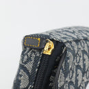 Christian Dior Trotter Canvas Accessory Pouch Navy Gold Auth 186653A-12