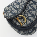 Christian Dior Trotter Canvas Accessory Pouch Navy Gold Auth 186653A-13