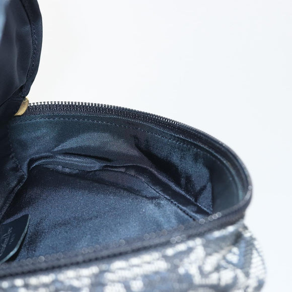 Christian Dior Trotter Canvas Accessory Pouch Navy Gold Auth 186653A