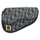 Christian Dior Trotter Canvas Accessory Pouch Navy Gold Auth 186653A-2