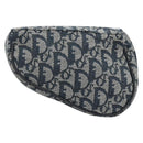 Christian Dior Trotter Canvas Accessory Pouch Navy Gold Auth 186653A-3