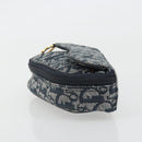 Christian Dior Trotter Canvas Accessory Pouch Navy Gold Auth 186653A-4