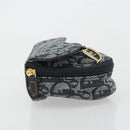 Christian Dior Trotter Canvas Accessory Pouch Navy Gold Auth 186653A-5
