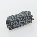 Christian Dior Trotter Canvas Accessory Pouch Navy Gold Auth 186653A-6