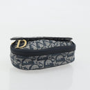 Christian Dior Trotter Canvas Accessory Pouch Navy Gold Auth 186653A-7