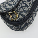 Christian Dior Trotter Canvas Accessory Pouch Navy Gold Auth 186653A-9