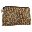 Christian Dior Trotter Canvas Clutch Bag Brown Gold Auth 186654-1