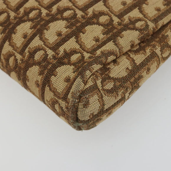 Christian Dior Trotter Canvas Clutch Bag Brown Gold Auth 186654