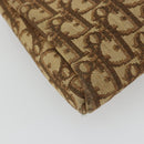 Christian Dior Trotter Canvas Clutch Bag Brown Gold Auth 186654-11
