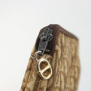 Christian Dior Trotter Canvas Clutch Bag Brown Gold Auth 186654-12