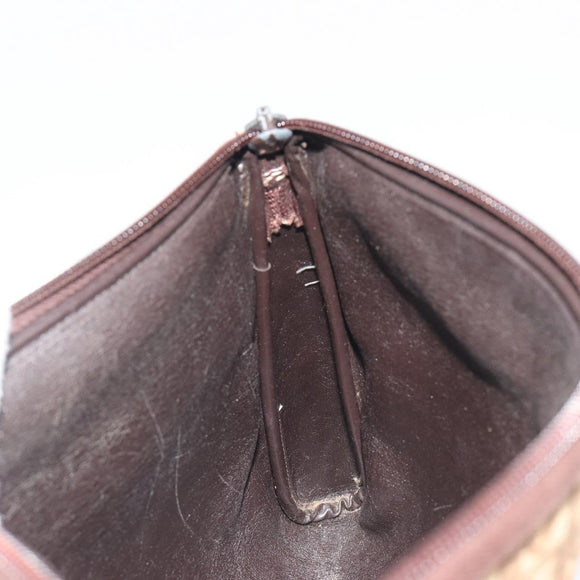 Christian Dior Trotter Canvas Clutch Bag Brown Gold Auth 186654