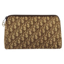 Christian Dior Trotter Canvas Clutch Bag Brown Gold Auth 186654-2