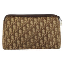 Christian Dior Trotter Canvas Clutch Bag Brown Gold Auth 186654-3