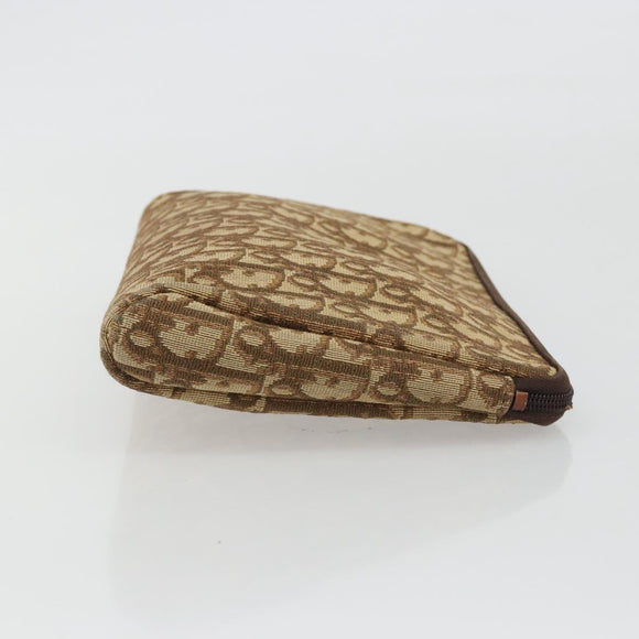 Christian Dior Trotter Canvas Clutch Bag Brown Gold Auth 186654