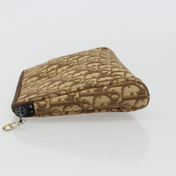 Christian Dior Trotter Canvas Clutch Bag Brown Gold Auth 186654