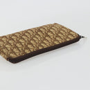 Christian Dior Trotter Canvas Clutch Bag Brown Gold Auth 186654-6