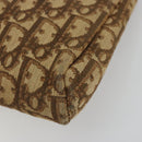 Christian Dior Trotter Canvas Clutch Bag Brown Gold Auth 186654-8