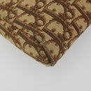 Christian Dior Trotter Canvas Clutch Bag Brown Gold Auth 186654-9