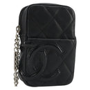 CHANEL Matelasse Cambon Line Pouch Lamb Skin Black CC Auth 186655-1
