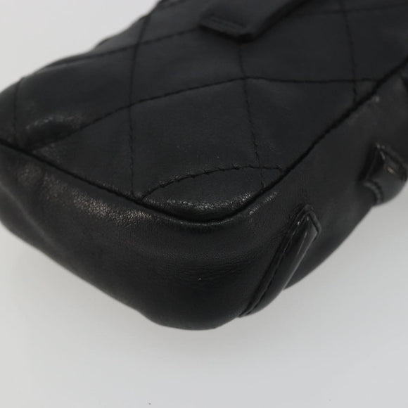 CHANEL Matelasse Cambon Line Pouch Lamb Skin Black CC Auth 186655