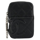 CHANEL Matelasse Cambon Line Pouch Lamb Skin Black CC Auth 186655-2