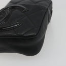 CHANEL Matelasse Cambon Line Pouch Lamb Skin Black CC Auth 186655-8
