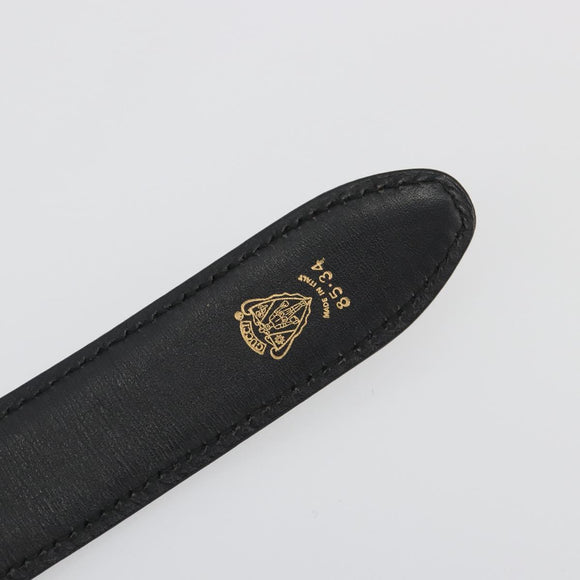 GUCCI Belt Leather 39.4"" Black Gold Auth 186658A