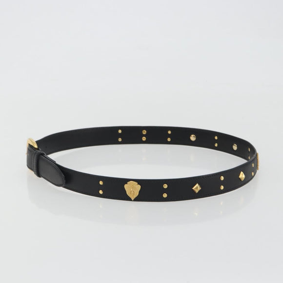 GUCCI Belt Leather 39.4"" Black Gold Auth 186658A