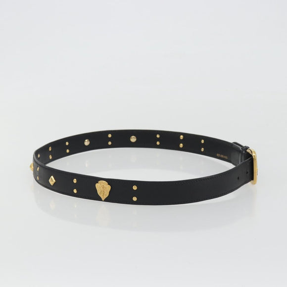 GUCCI Belt Leather 39.4"" Black Gold Auth 186658A
