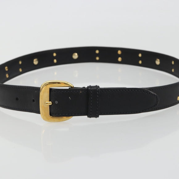 GUCCI Belt Leather 39.4"" Black Gold Auth 186658A