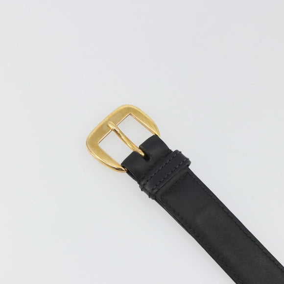 GUCCI Belt Leather 39.4"" Black Gold Auth 186658A