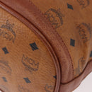 MCM Vicetos Logogram Drawstring Bag PVC Leather Brown Gold Auth 186663-13