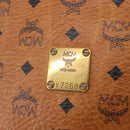 MCM Vicetos Logogram Drawstring Bag PVC Leather Brown Gold Auth 186663-14