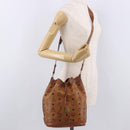 MCM Vicetos Logogram Drawstring Bag PVC Leather Brown Gold Auth 186663-22