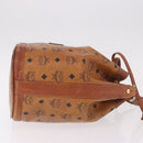 MCM Vicetos Logogram Drawstring Bag PVC Leather Brown Gold Auth 186663-4