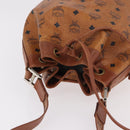 MCM Vicetos Logogram Drawstring Bag PVC Leather Brown Gold Auth 186663-6