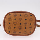 MCM Vicetos Logogram Drawstring Bag PVC Leather Brown Gold Auth 186663-9