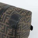 FENDI Zucca Canvas Hand Bag Black Brown Auth 186665-15