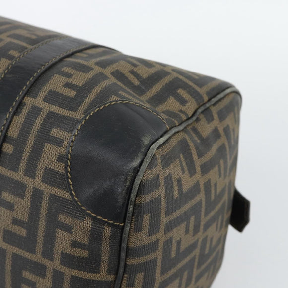 FENDI Zucca Canvas Hand Bag Black Brown Auth 186665