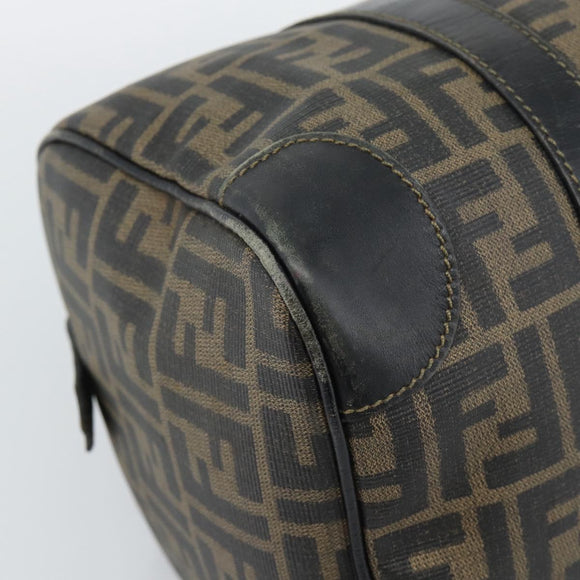 FENDI Zucca Canvas Hand Bag Black Brown Auth 186665