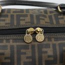 FENDI Zucca Canvas Hand Bag Black Brown Auth 186665-10