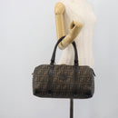 FENDI Zucca Canvas Hand Bag Black Brown Auth 186665-22