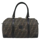 FENDI Zucca Canvas Hand Bag Black Brown Auth 186665-13