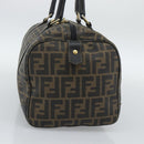 FENDI Zucca Canvas Hand Bag Black Brown Auth 186665-3