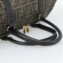 FENDI Zucca Canvas Hand Bag Black Brown Auth 186665-7