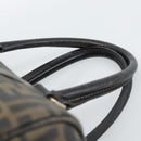 FENDI Zucca Canvas Hand Bag Black Brown Auth 186665-8