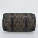 FENDI Zucca Canvas Hand Bag Black Brown Auth 186665-5