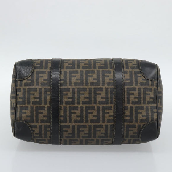 FENDI Zucca Canvas Hand Bag Black Brown Auth 186665